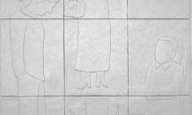 <br>Sopas, legos, provérbios,
beijos, gritos e dedos do meio,
avó, tu cuidaste de mim,
e eu retribuí, até ao fim., 2023
Massa de alisamento e tinta de esmalte sobre tela/
Smoothing compound and enamel paint on canvas
180 x 150 x 5 cm, 10 kg 

